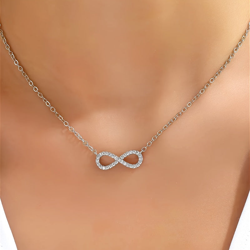 White Gold Zirconia Infinity Pendant Necklace