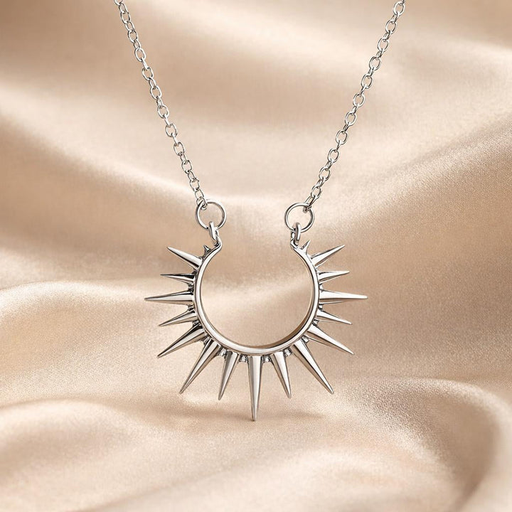 White Gold Sunflower Pendant Necklace