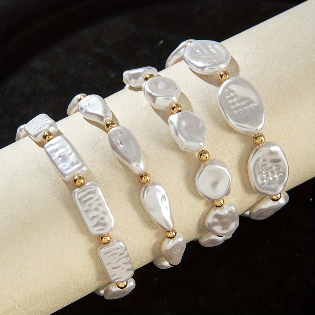 Pearl Statement Bracelet Set of 4