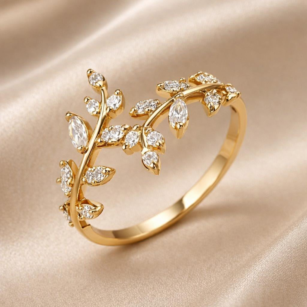 White Gold Zirconia Vine Ring