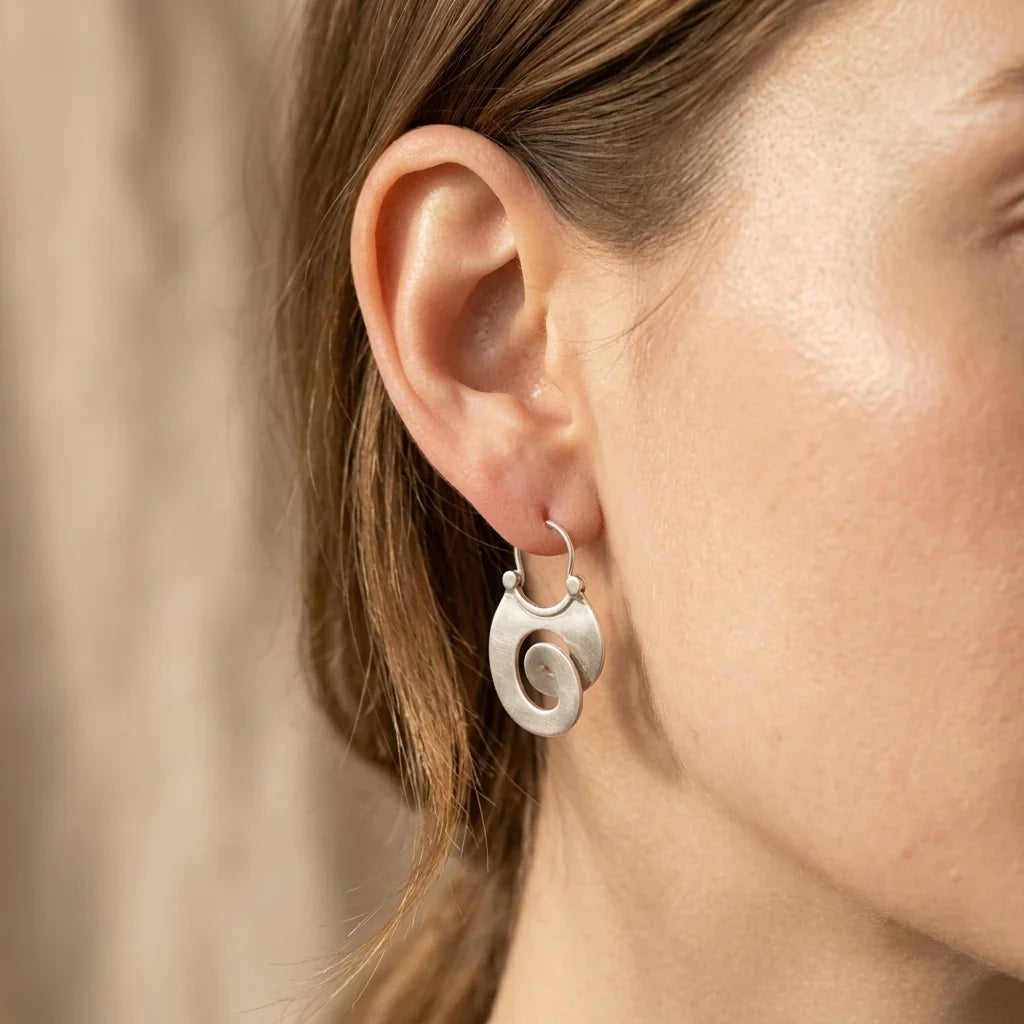 Vintage Spiral-Ohrringe in Silber