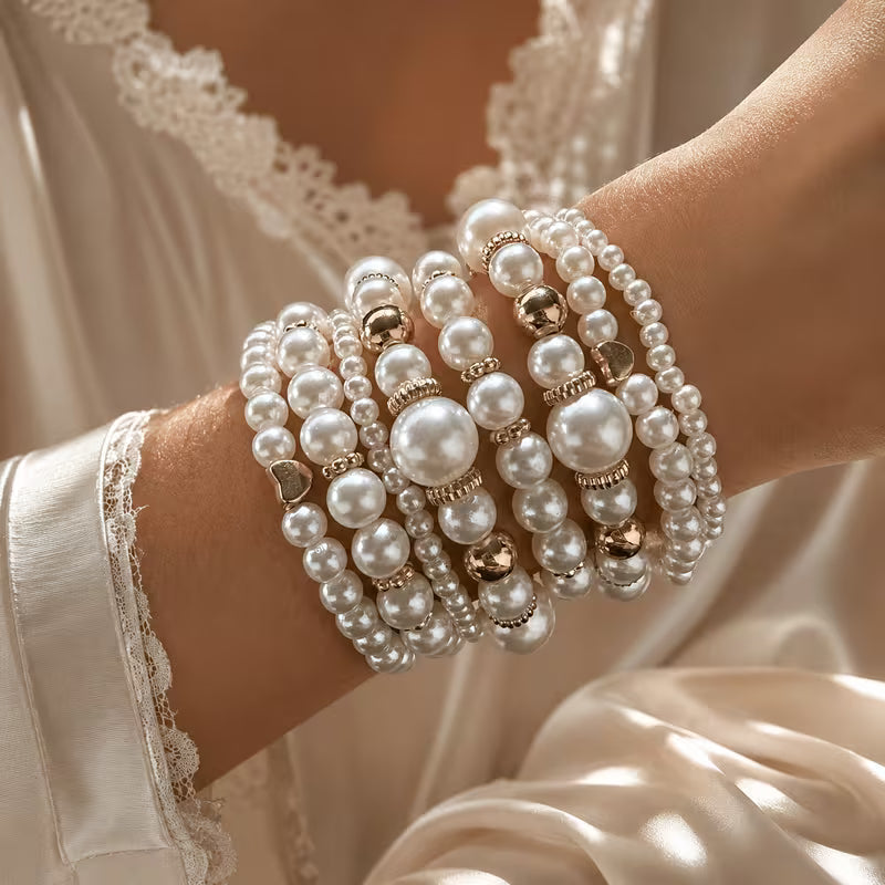 Perlen-Stapel-Armband 8er-Set