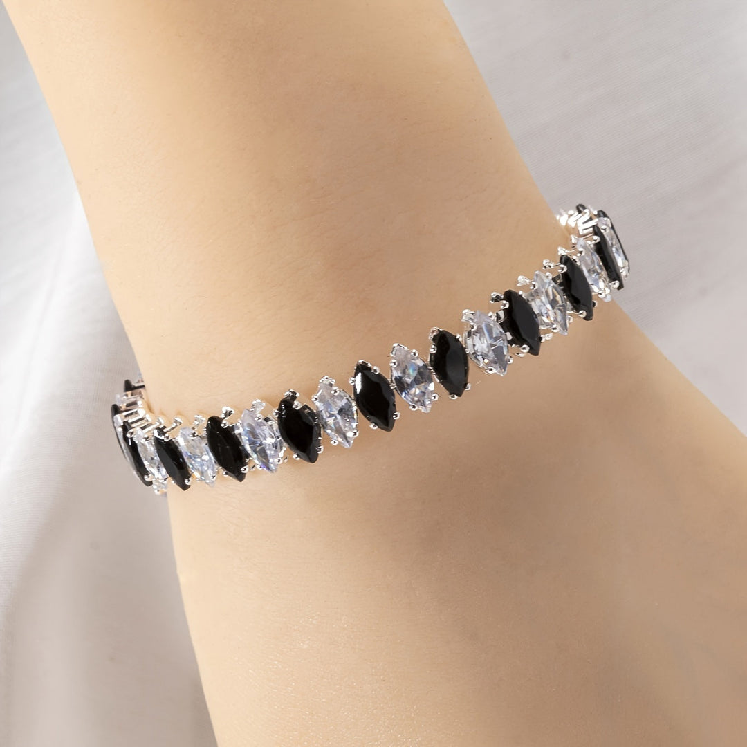 Elegantes Marquise-Zirkonia-Onyx-Armband