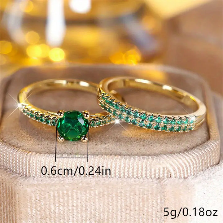 Duo Ringset mit Smaragd in Gold