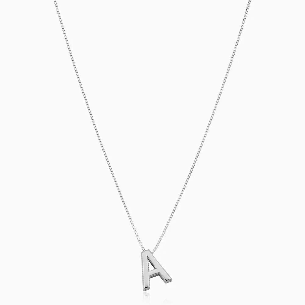 Love Letter Initial Necklace | White Gold