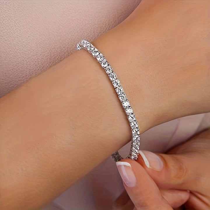 White Gold Crystal Tennis Bracelet