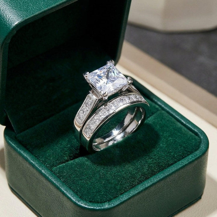 Exquisites Zirkonia Versprechensring-Set