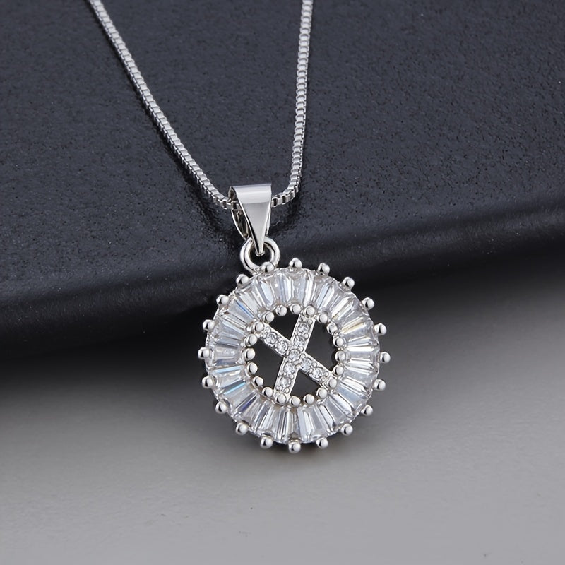 White Gold Initial Letter Zirconia Necklace