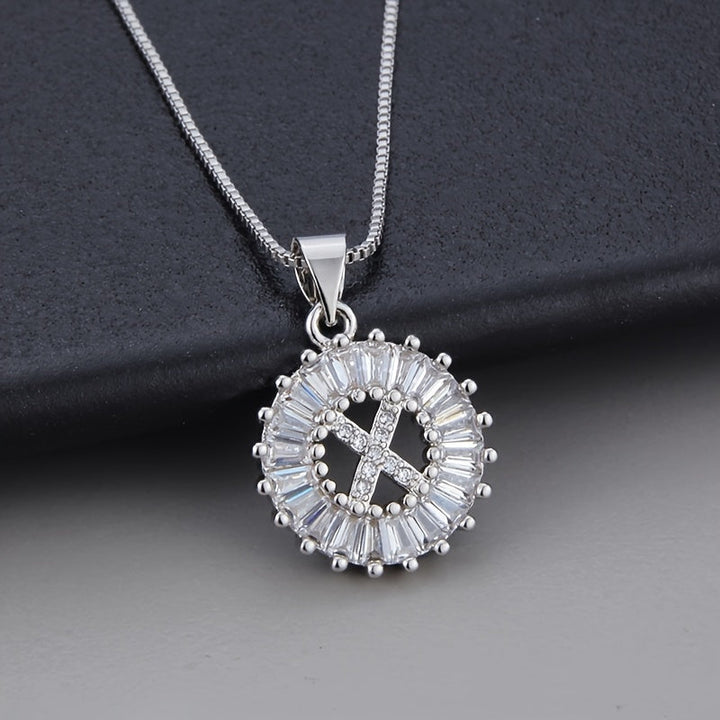 White Gold Initial Letter Zirconia Necklace