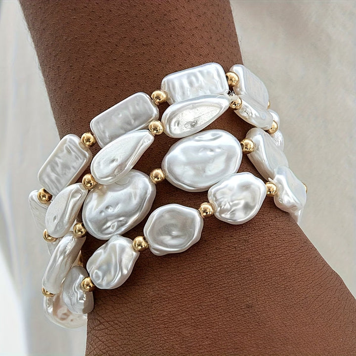 Pearl Statement Bracelet Set of 4
