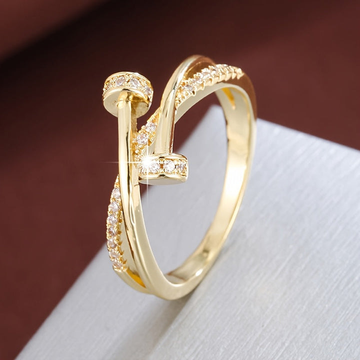White Gold Zirconia Crossover Ring