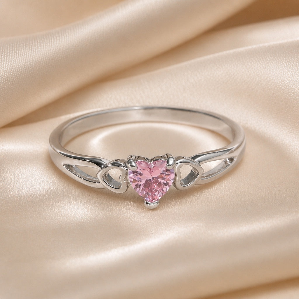 Rosalie Heart Zirconia White Gold Ring
