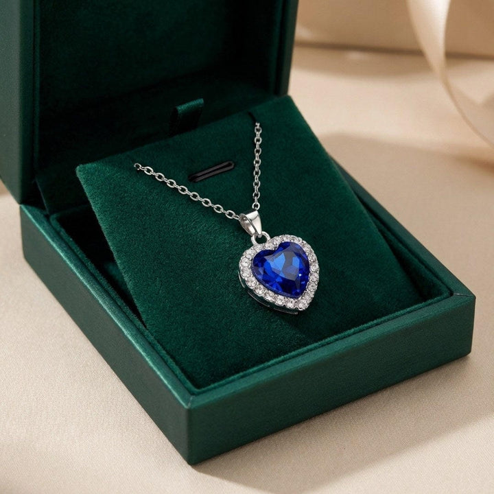 Sapphire Heart Pendant Necklace