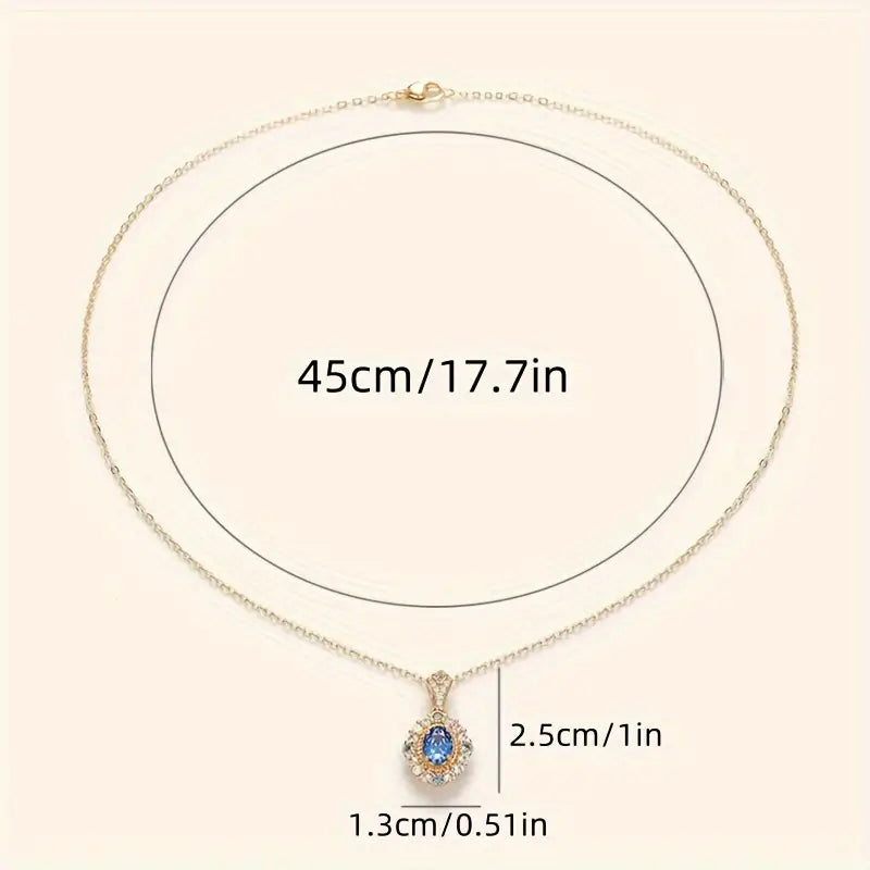 Sapphire Oval Double Halo Pendant Necklace – Gold