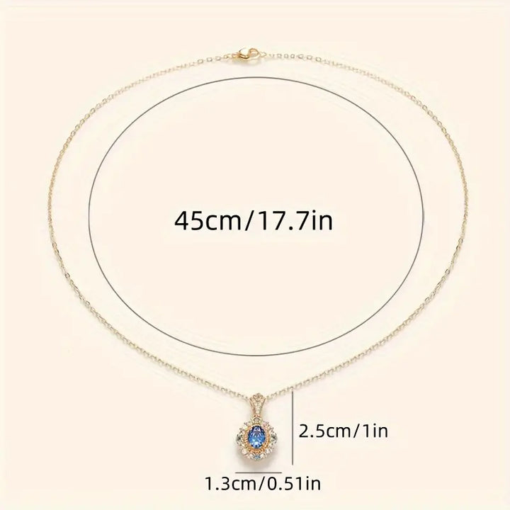 Sapphire Oval Double Halo Pendant Necklace – Gold