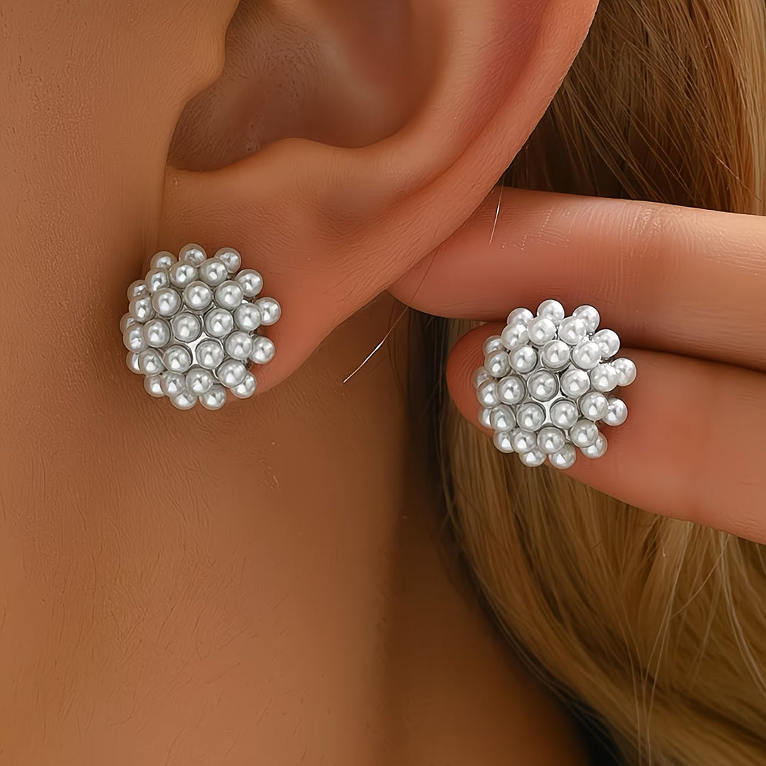 Pearl Dome Stud Earrings