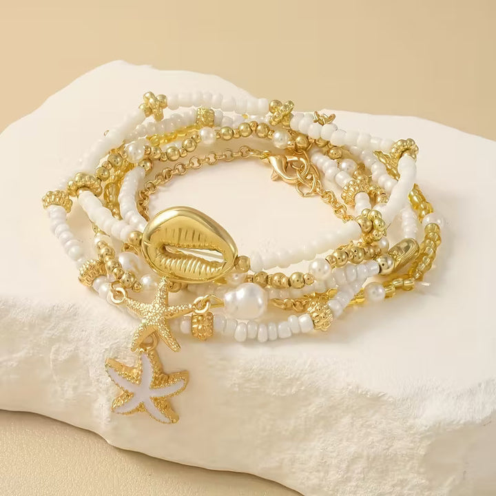 Küsten Gold- & Perlen-Armband 6er-Set