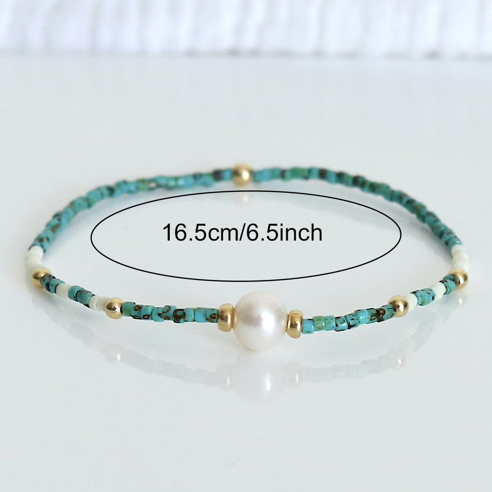 Minimalistisches Türkis-Perlen-Armband