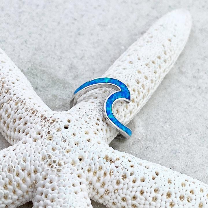 Wellenring mit Opal in Silber