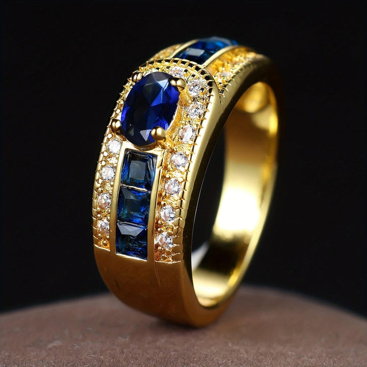 Royal Golden Signet Sapphire Ring