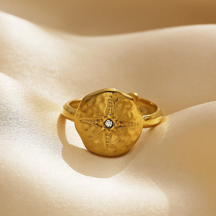 Retro Oktagramm-Zirkonia-Ring
