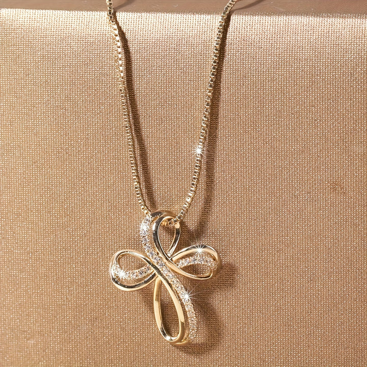 White Gold Twisted Cross Necklace