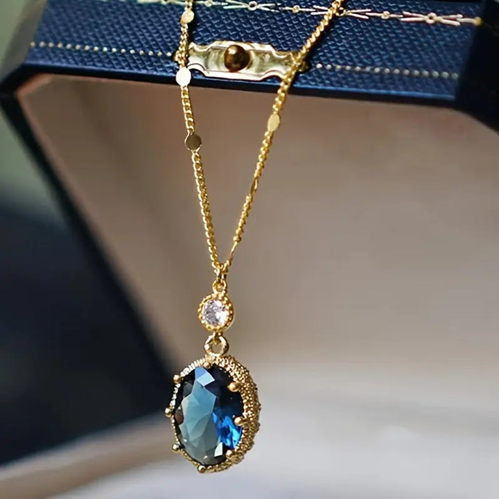 Sapphire Blue Gold Necklace