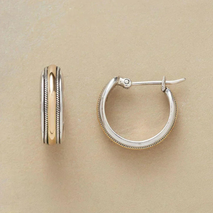Vintage Creolen in Silber mit goldener Linie