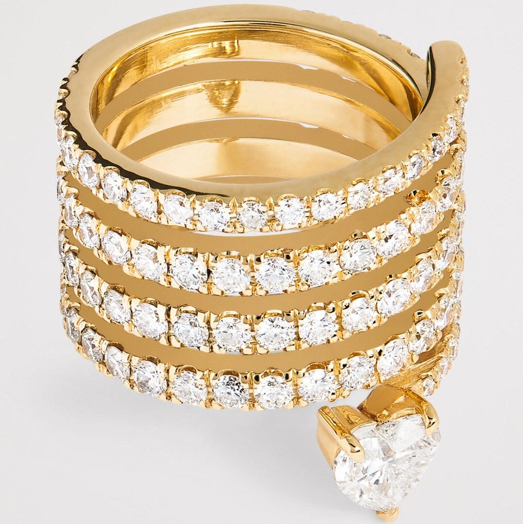 Antiker Gold-Zirkonia Herz-Wickelring