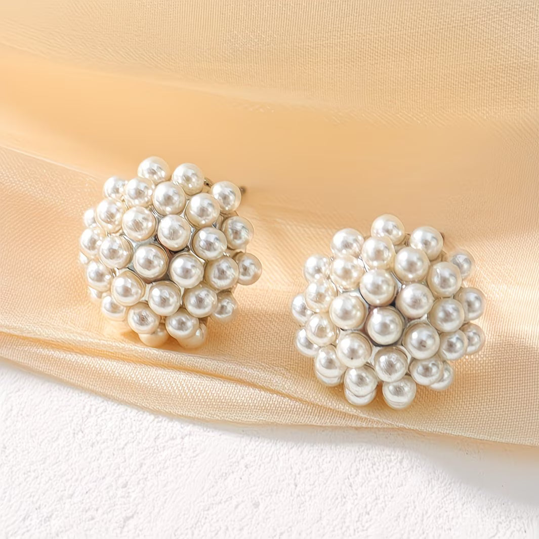 Pearl Dome Stud Earrings