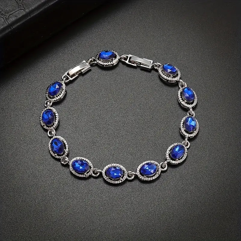 Sapphire Round Bracelet | White Gold