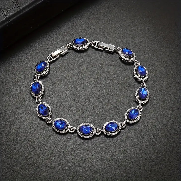 Sapphire Round Bracelet | White Gold