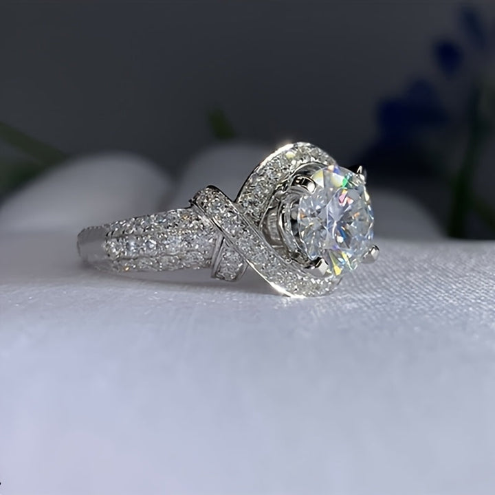 White Gold Moissanite Split Shank Ring
