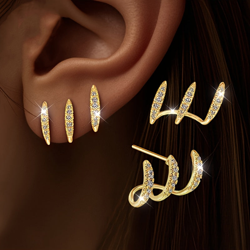 Elegante Ohrringe mit Strass und Drei-Krallen-Fassung