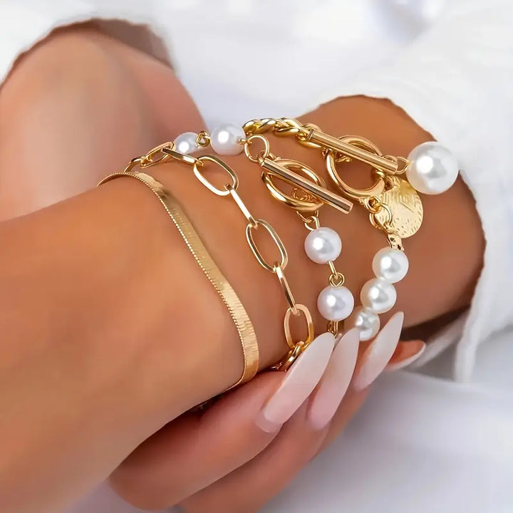 Premium Layered Pearl Bracelet Set