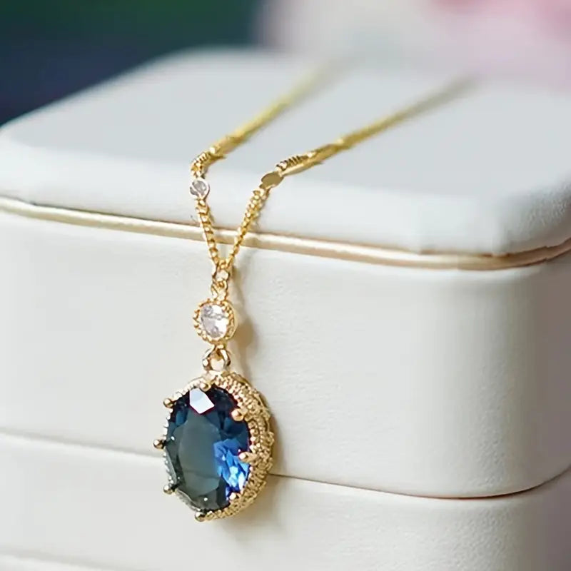 Sapphire Blue Gold Necklace