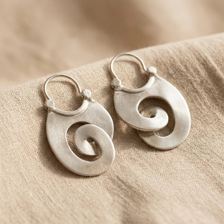 Vintage Spiral-Ohrringe in Silber