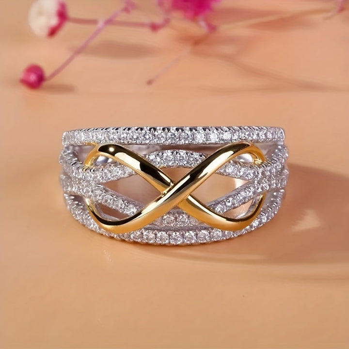 White Gold Inlaid Zirconia Infinity Ring