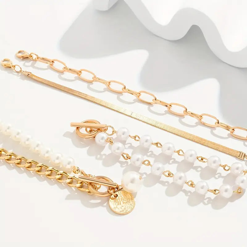 Luxe Layered Pearl Bracelet Set