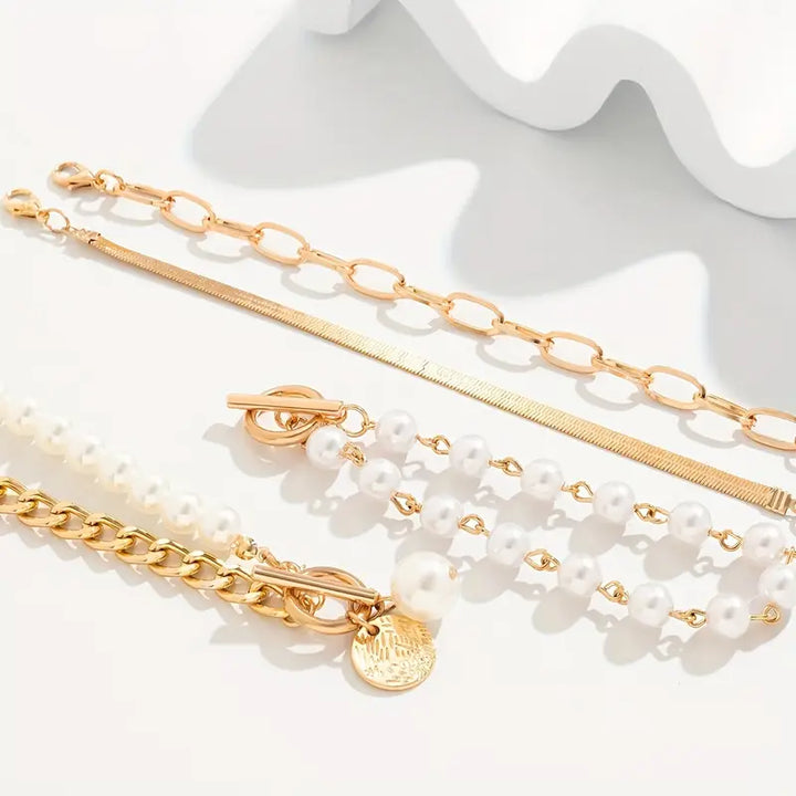 Luxe Layered Pearl Bracelet Set