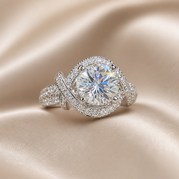 White Gold Moissanite Split Shank Ring