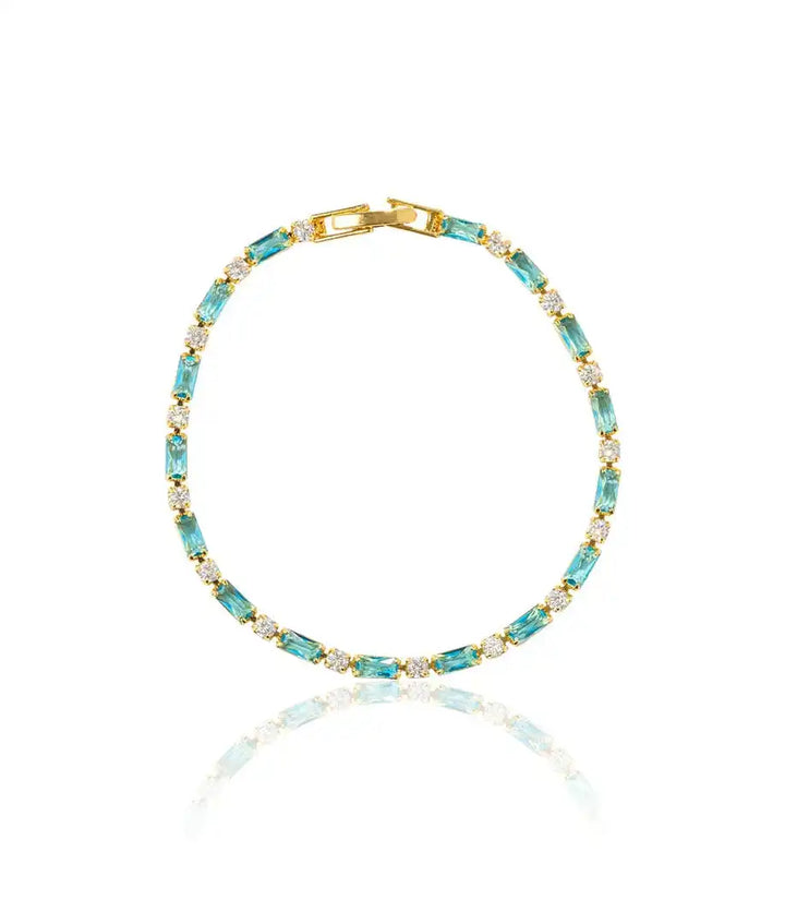 Gold Zircon Turquoise Stone Bracelet