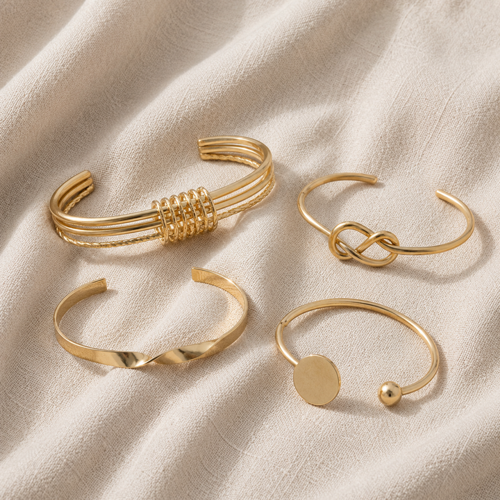 Knotted Elegance Bracelet Set | Gold