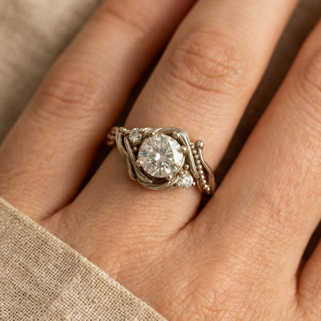 Eleganter Silberring Zweig mit Zirkonia