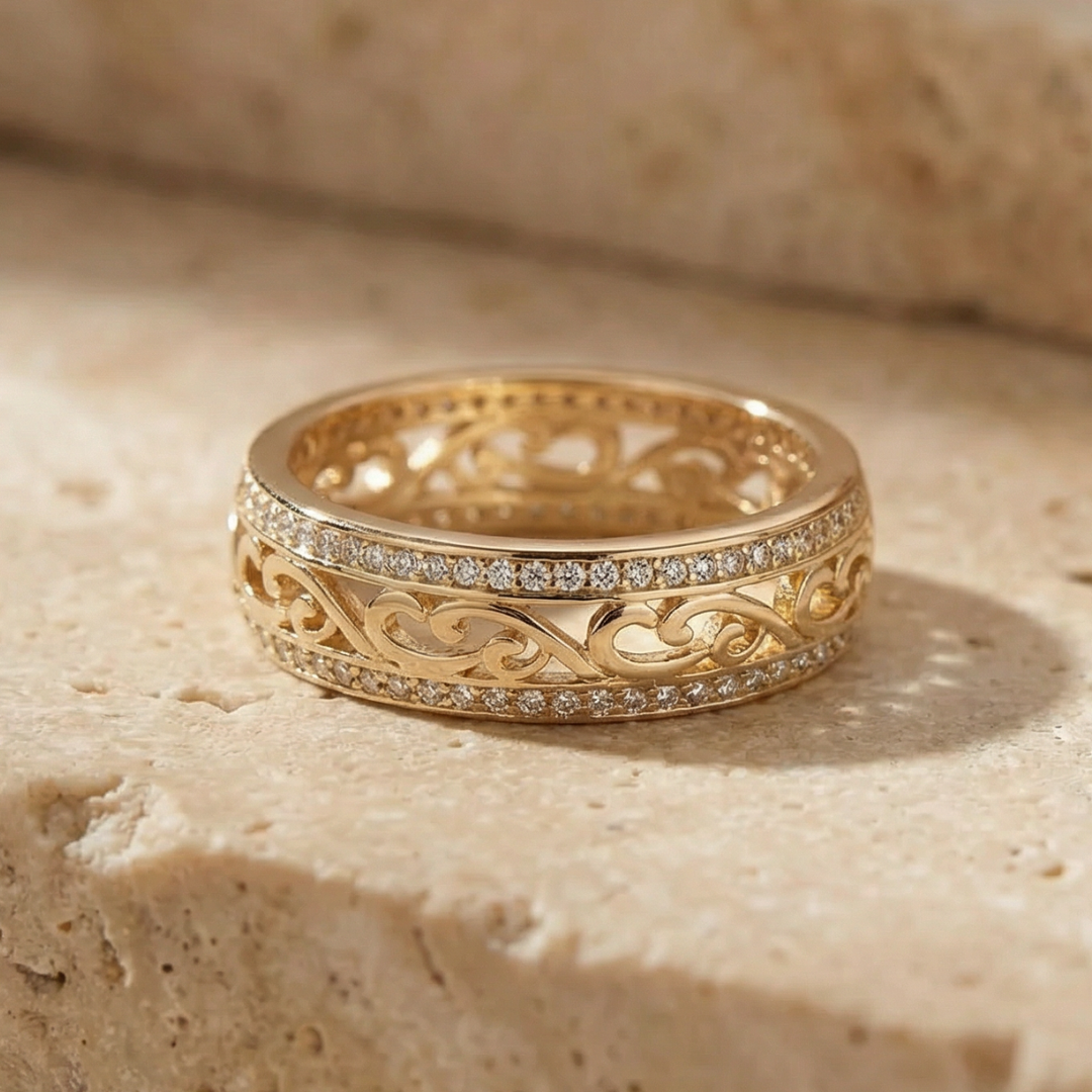 Glänzender durchbrochener Goldring