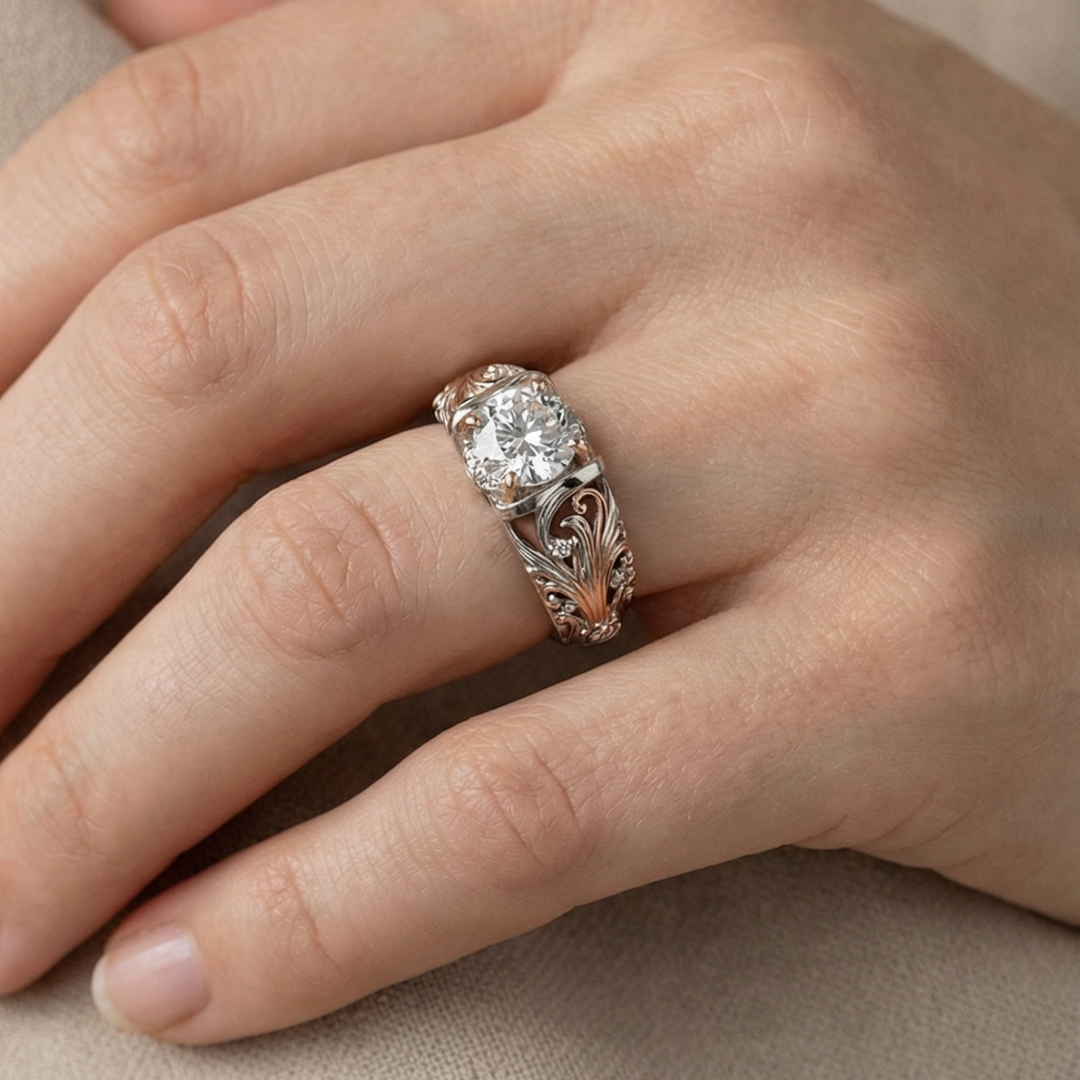 Exotischer Silberring mit Kristall