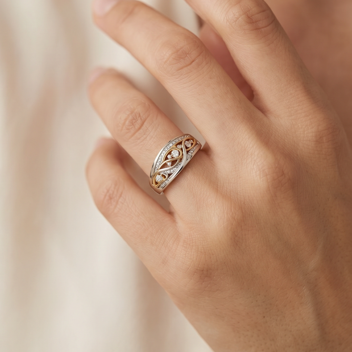 Hoop Ring Made of Gold and Silver
