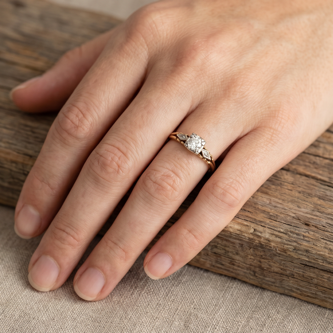 Vintage Zirconia Fine Gold Ring