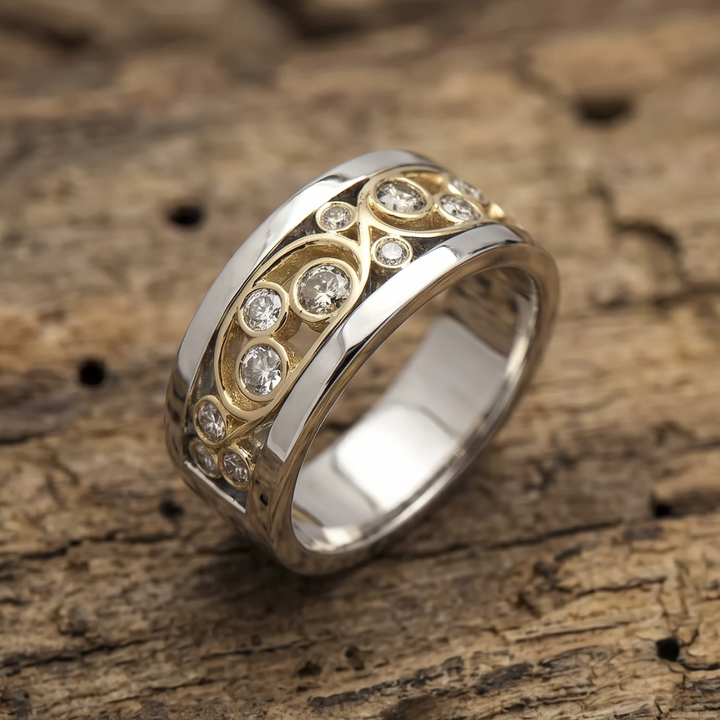 Vintage Gold & Silver Ivy Zirconia Ring