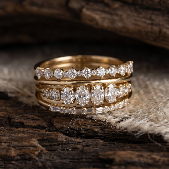 Vintage Elegant Zirconia Ring Set
